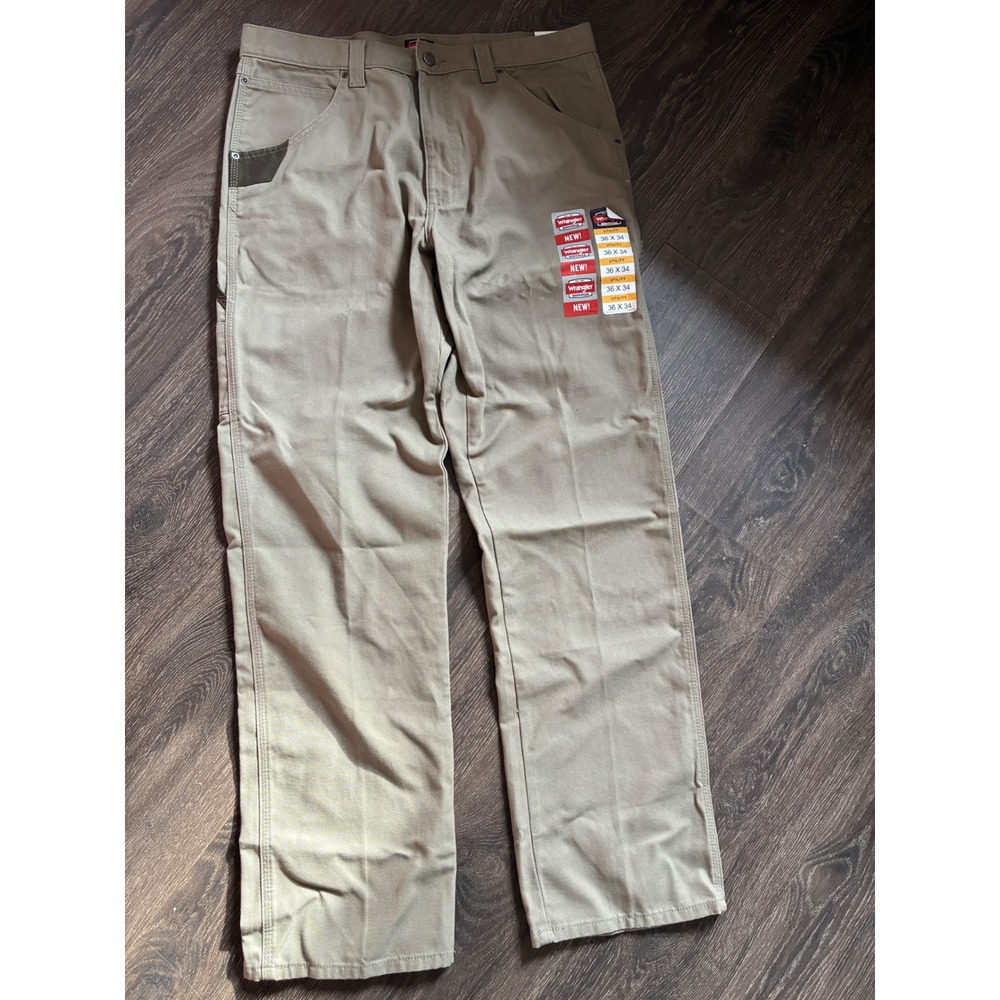 Wrangler Workwear Mens Tan Utility Regular Fit Canvas Pants 36x34 112345580 - Picture 3 of 5